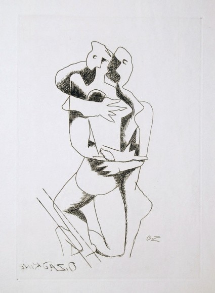 Ossip Zadkine Abstract Art Etching The Lovers 1960 Plate Signed