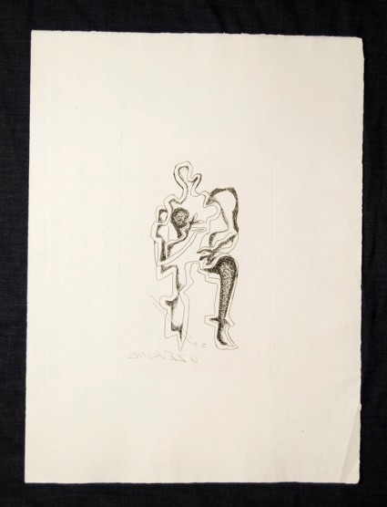 Ossip Zadkine Abstract Art Etching Mother and Child 1960 Plate Signed