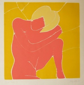 Philip Sutton Pink Nude 1967 Signed Woodblock Print