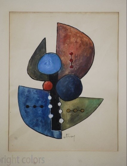Sorel Etrog - Study for Painted Constructions 1958 - Original Watercolor (II)