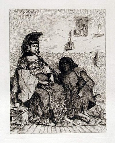 Eugène Delacroix (1798-1863) Juive D'Alger - Algerian Jewess - Original Etching