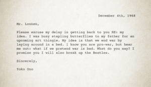 John Yoko Letters 1969